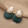 Trendy retro fashion Hong Kong-style leather earrings, 2022 new trendy and niche design sense ear stud earrings for women R029 Item Picture